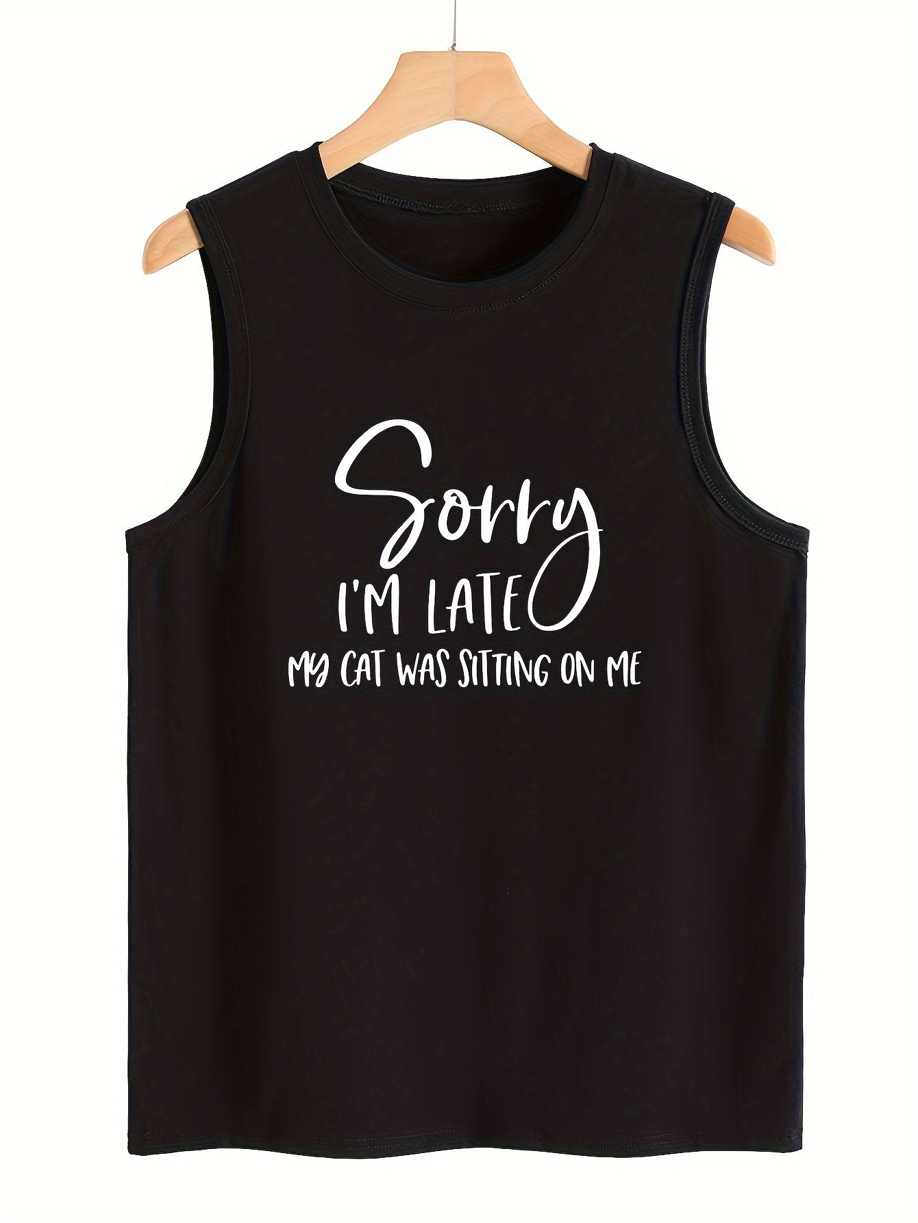 Letter Pattern Stretchy Sports Vest Round Neck Sleeveless Top