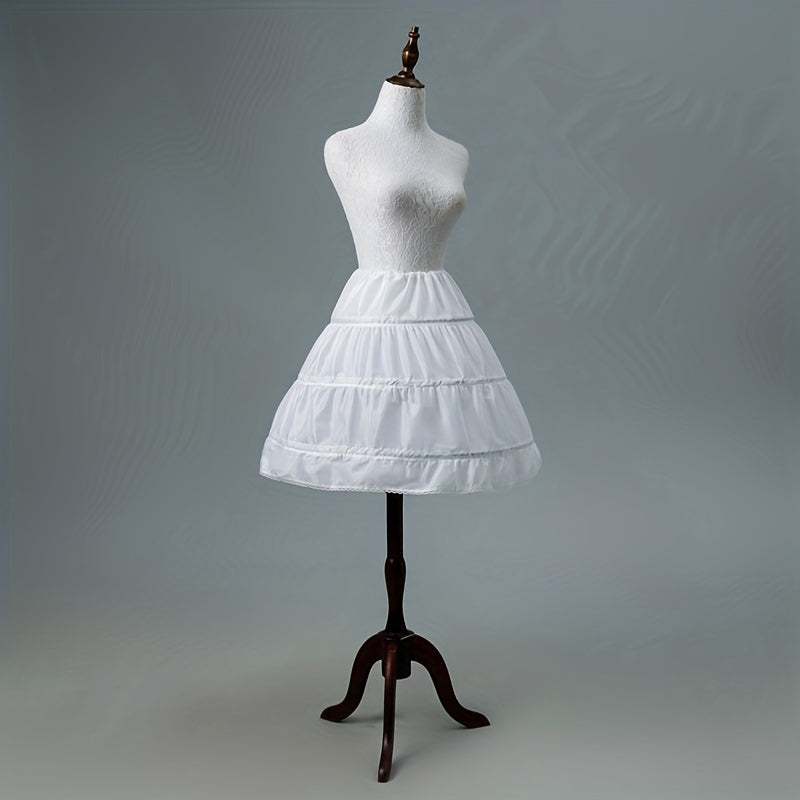 Girls 4-Hoop Crinoline Petticoat Full Length Flower Girl Underskirt