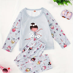 Girls Dancing Girls Pajamas Set Long Sleeve Top Pants Lounge Wear