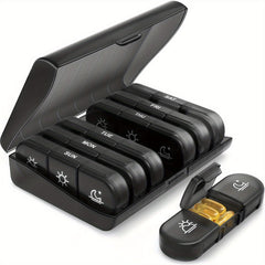 Weekly Pill Organizer 3 Times Portable Pill Box 7 Large Containers Light Proof