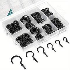 105pcs Cup Hooks Screw-in Kit for Hanging Jewelry Silvery