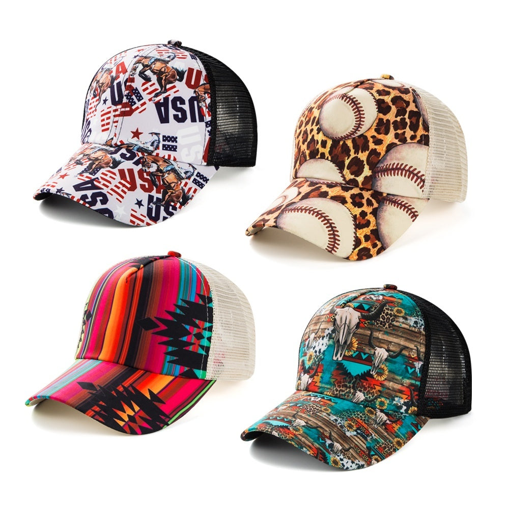 Floral Print Baseball Cap Men Character Leisure Dolman Hat Casual Cap
