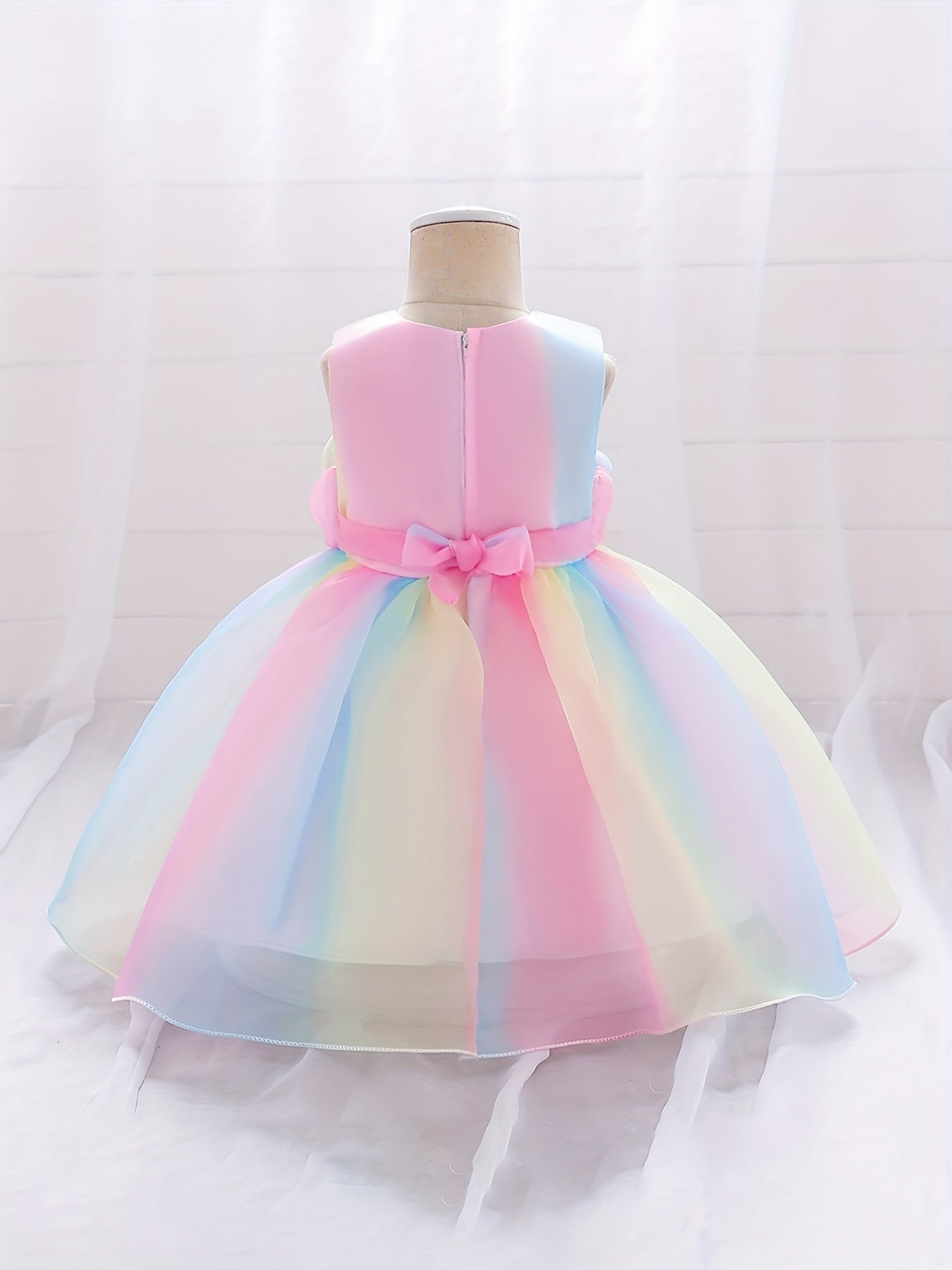 Princess Dress Ruffle Sleeveless Bow Tutu Skirt for Girls Catwalk Birthday Party