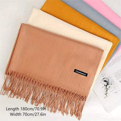 Warm Tassel Scarf Windproof Plush Headband Soft Comfortable Large Turban