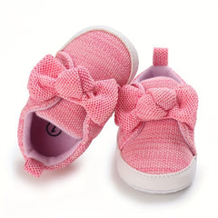 Baby Girls Lightweight Sports Shoes With Bowknot Comfortable Non Slip Crib Shoes