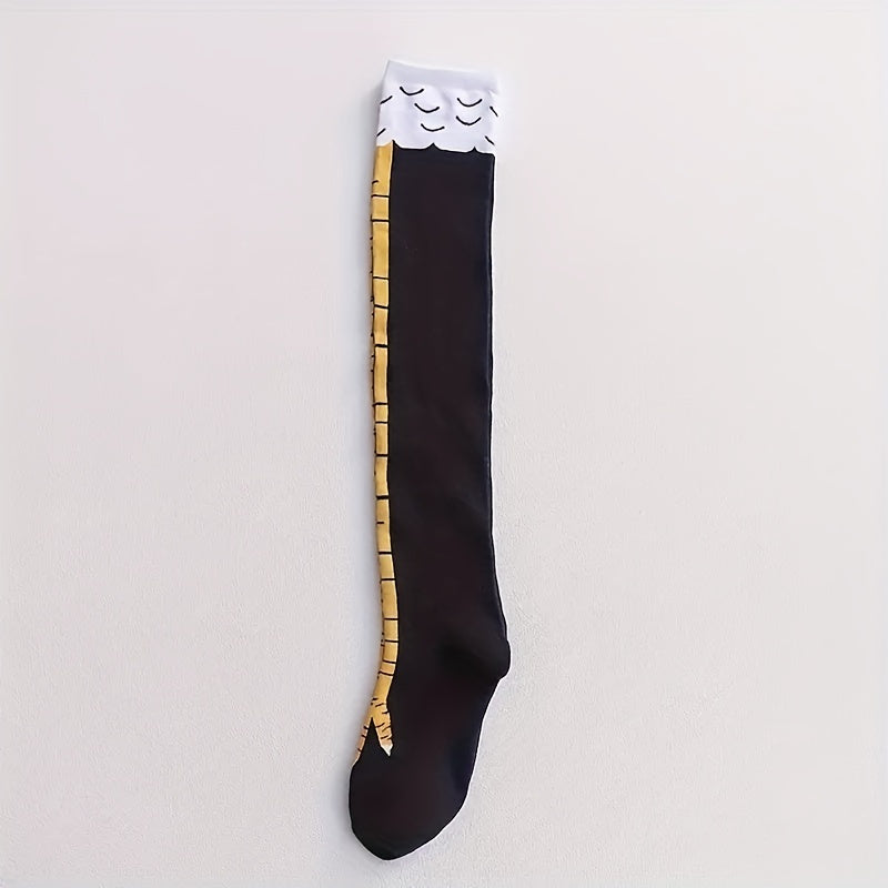 Chicken Feet Pattern Calf Socks Funny Knee High Stockings