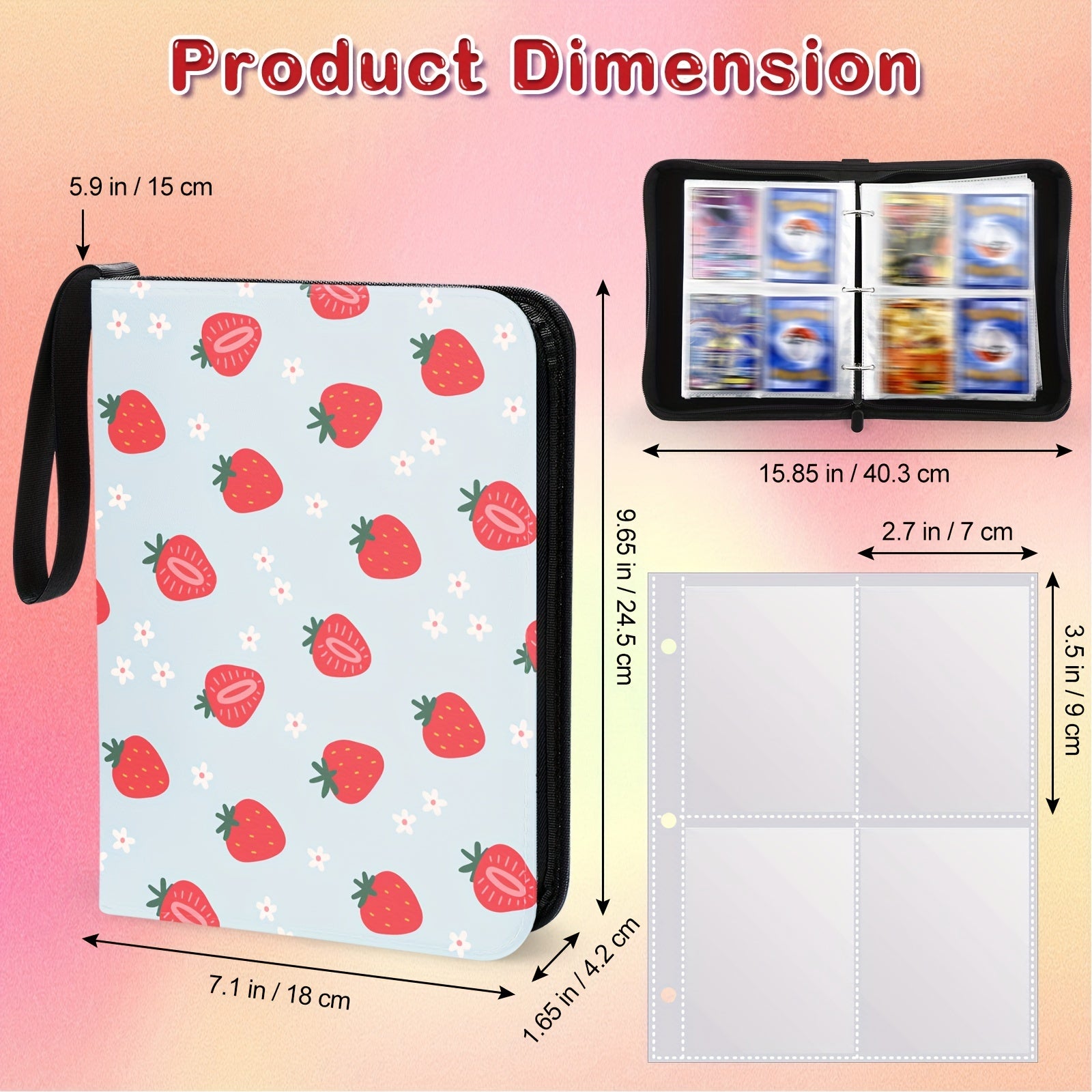 Card Binder 50 Sleeves 3 Rings Great Holiday Gift for Kids & Adults