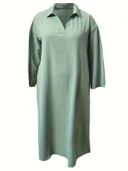 V Neck Loose Fit Maxi Jalabiya Dress