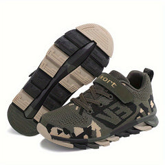 Boy's Camo Mesh Sneakers Non Slip Soft Sole Shoes For Kids Outdoor