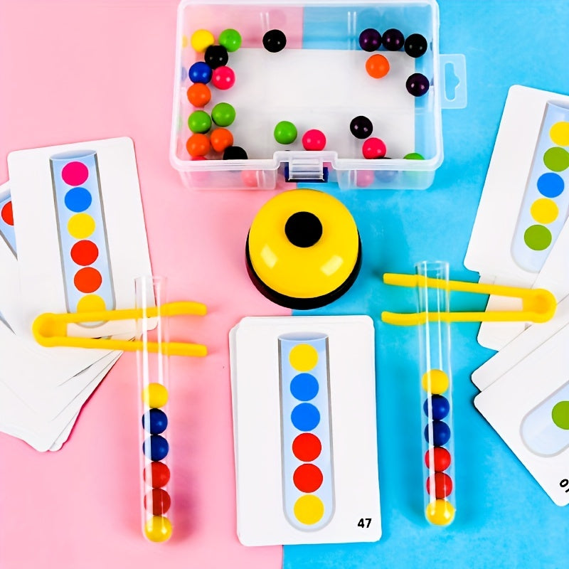Wooden Beads Test Tube Toy Recognition Sorting Game for Kids