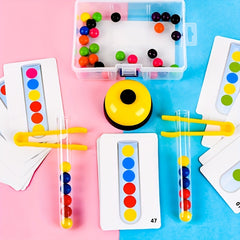 Wooden Beads Test Tube Toy Recognition Sorting Game for Kids