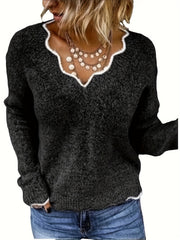 Casual Sweater Women's Long Sleeve V Neck Pullover