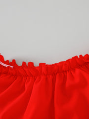 Girls Off Shoulder Ruffle Trim Princess Dress For Party
