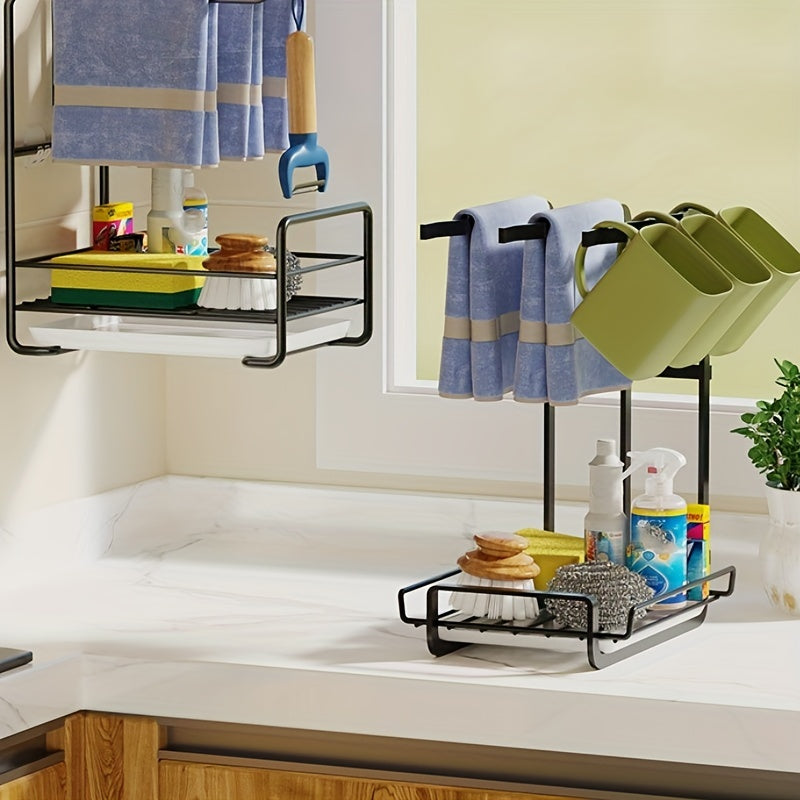 Kitchen Storage Rack Tabletop Dishwashing Sponge Drainage Wall Mounted Storage