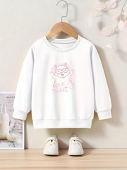 OERYUI Girls boys Sweet Kitty Graphic Sweatshirt Comfy Pullover Kids Clothes