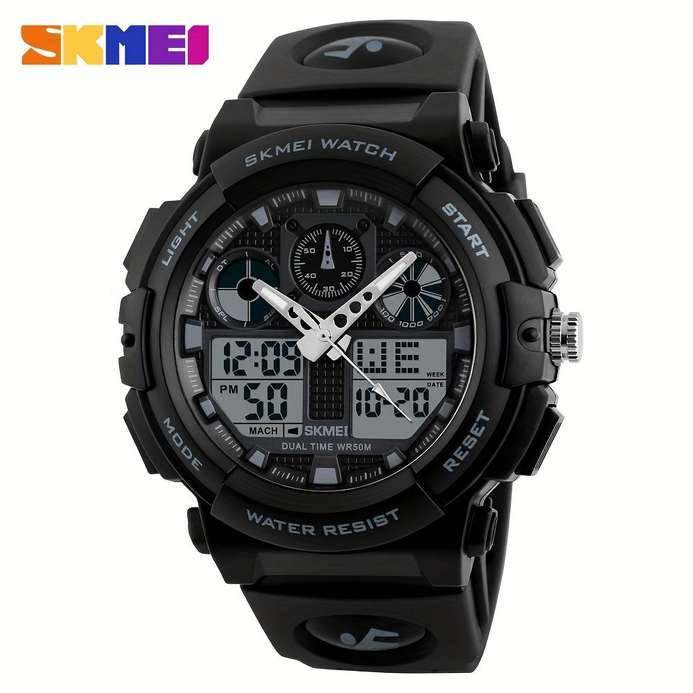 Dual Time Electronic Watch Silicone Band Military Wrist Watch