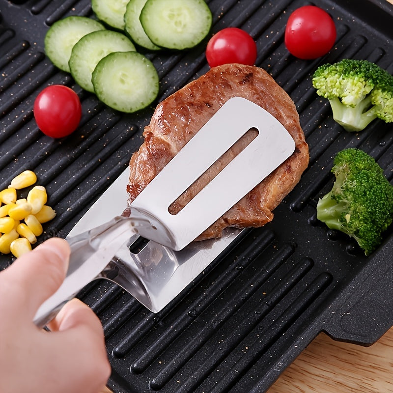 Stainless Steel Steak Clip Frying Shovel Pizza Barbecue Grilling Tong
