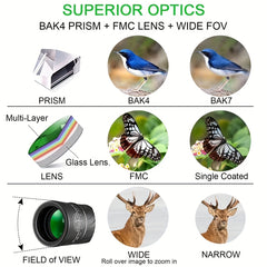 16x52 HD Monocular Wide Field View Night Camping Travel Bird Watching
