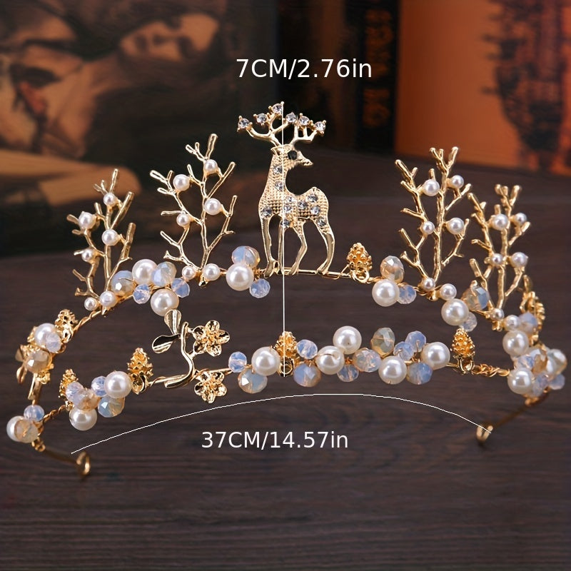 Faux Pearl Crown Bridal Hair Accessories Veil Wedding Dress Jewelry