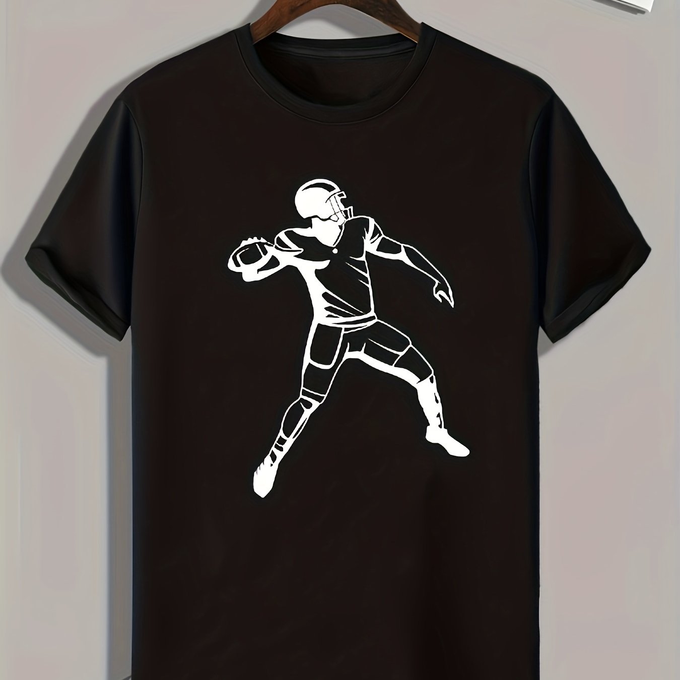 Football Player Pattern Print Men's Comfy Sports T shirt Graphic Tee