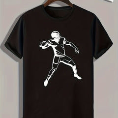 Football Player Pattern Print Men's Comfy Sports T shirt Graphic Tee
