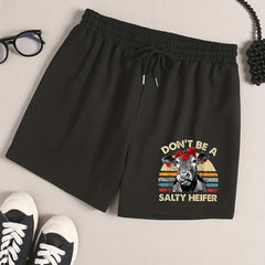 Women's Plus Cow & Slogan Print Sporty Pajama Shorts
