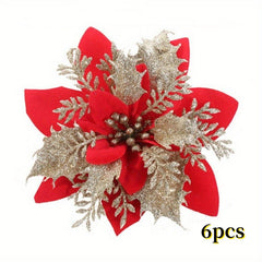 1pc Christmas Decorative Flowers Red Artificial Flowers Christmas Wreath Accesso
