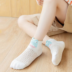 10 Pairs Girls Kids Mesh Comfy Socks Cartoon Animal Pattern Children's Sock