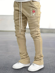 Flower & Japanese Letter Print Men's Drawstring Jogger Pants