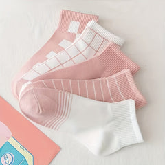 10 Pairs Striped Plaid Socks Breathable Ankle Socks Women's Stockings