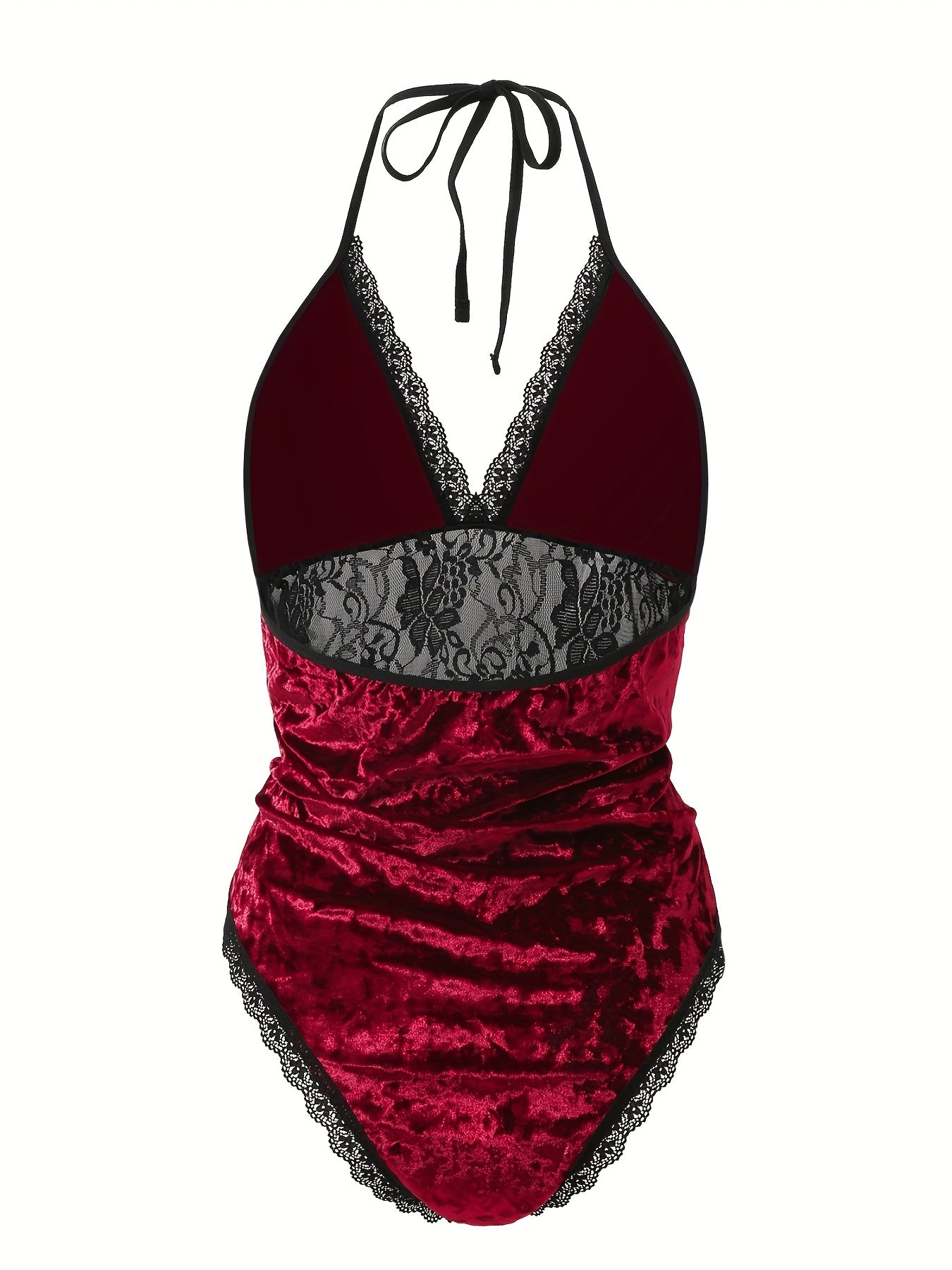 Colorblock Floral Mesh Lace Halter Neck Bodysuit