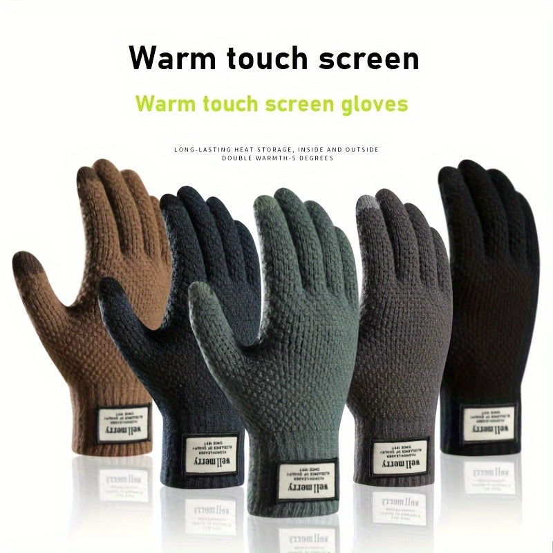 Winter Warm Knitted Gloves Thickened & Velvet Touch Screen Gloves