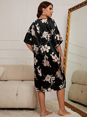 Floral Print Satin Loungewear Dress