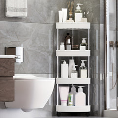 Corner Shelves Stand With Wheel 4 Tier Toilet Paper Stand