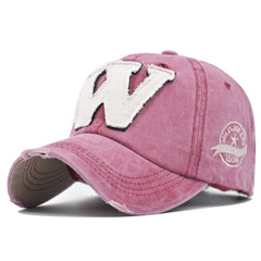 Vintage Applique Embroidery Baseball Cap Washed Hat Embroidered Alphabet