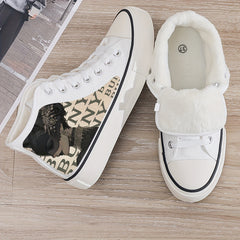 Anime Plush Lined Thermal Canvas Sneakers Non Slip Skate Shoes