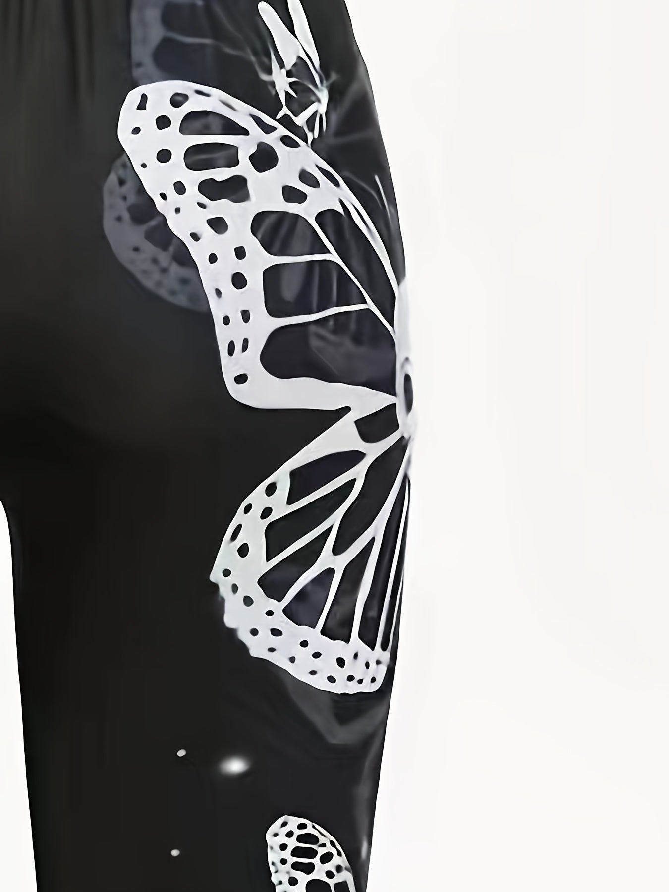 Halloween Goth Leggings Women's Plus Butterfly & Skull Print