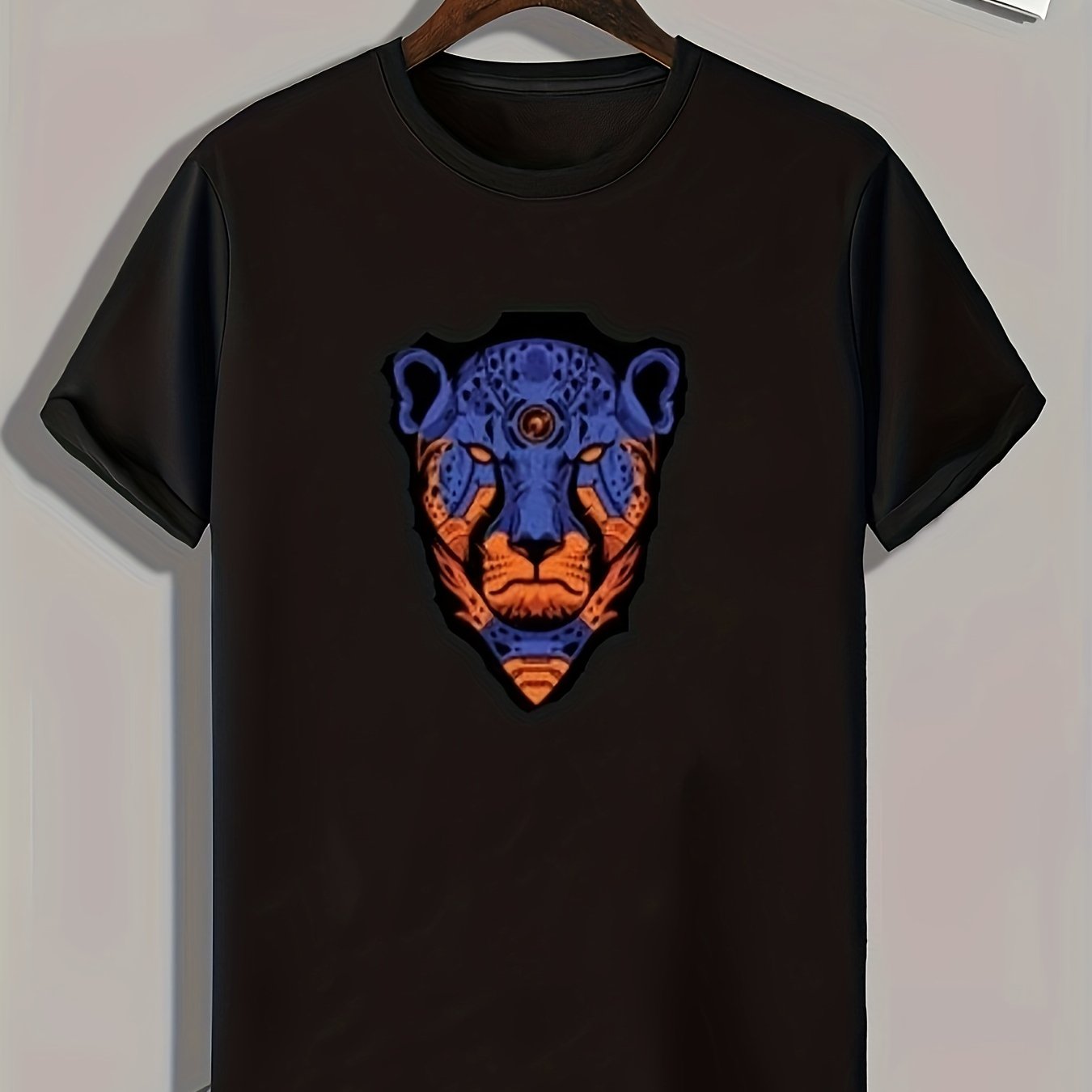 Leopard Pattern Print Men's Comfy Sports T shirt Graphic Tee