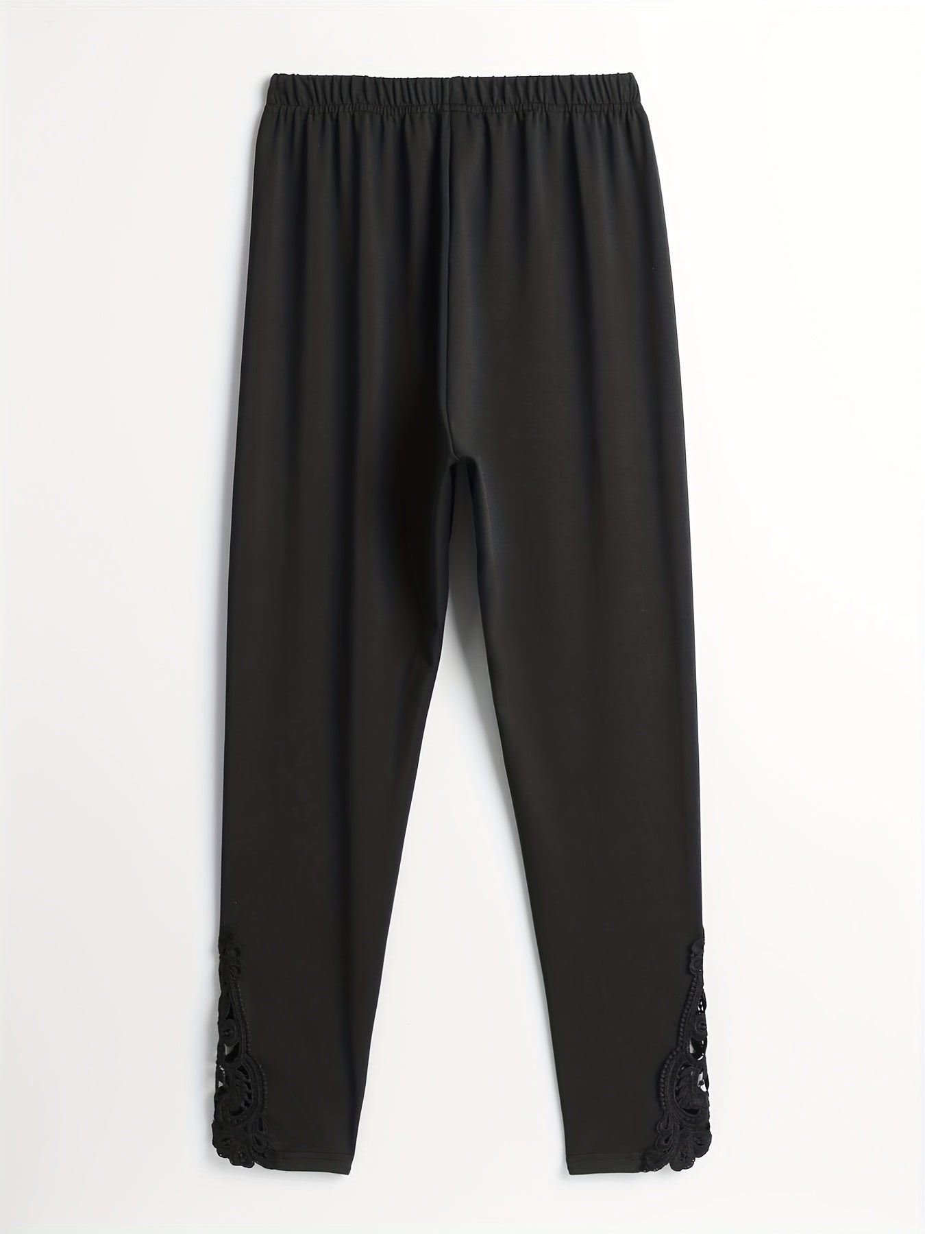 Solid Contrast Lace Leggings for Women