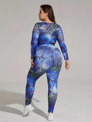 Printed Cut Out Crop Top & Leggings Set
