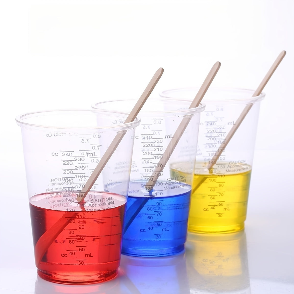 50pcs 8oz Disposable PP Scale Cup Mixing Measuring Cup Transparent Plastic Cup