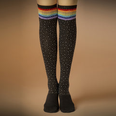 Rainbow Stripe Christmas Knee High Socks