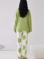 Avocado Print Pajama Set Long Sleeve Top & Pants Women's Sleepwear