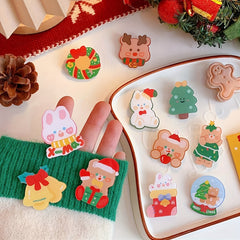 11pcs Christmas Rabbit Bear Brooch For Girls