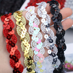 2 Yards Sequined Glittering Trim Ribbon Rope Braid For Craft DIY