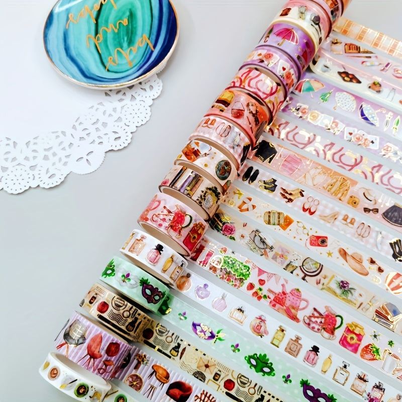 16 Rolls Golden Foil Hand Account & Tape Set for Planners Scrapbooks