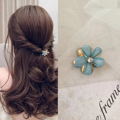 12pcs Faux Opal Flowers Small Claw Clips Hair Accessories For Women Girls