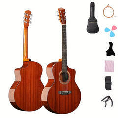 14 Cm Acoustic Wooden Guitar for Beginners with Accessories