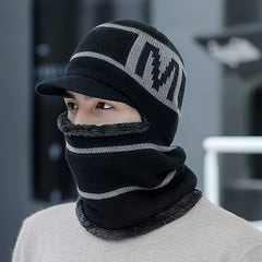 Warm Knitted Hat and Scarf Set with Velvet Lining