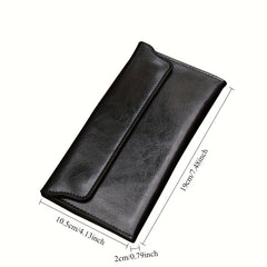 Women's Slim Long Wallet with Buckle Closure Red Brown Polyester Lined